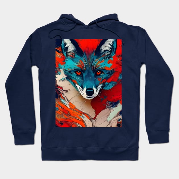 Graphic Novel Comic Book Art Style Blue Fox Hoodie by Chance Two Designs